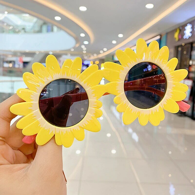 Kacamata hitam bunga matahari lucu, 1 buah kacamata pesta Cosplay dramatis, aksesori foto anak-anak