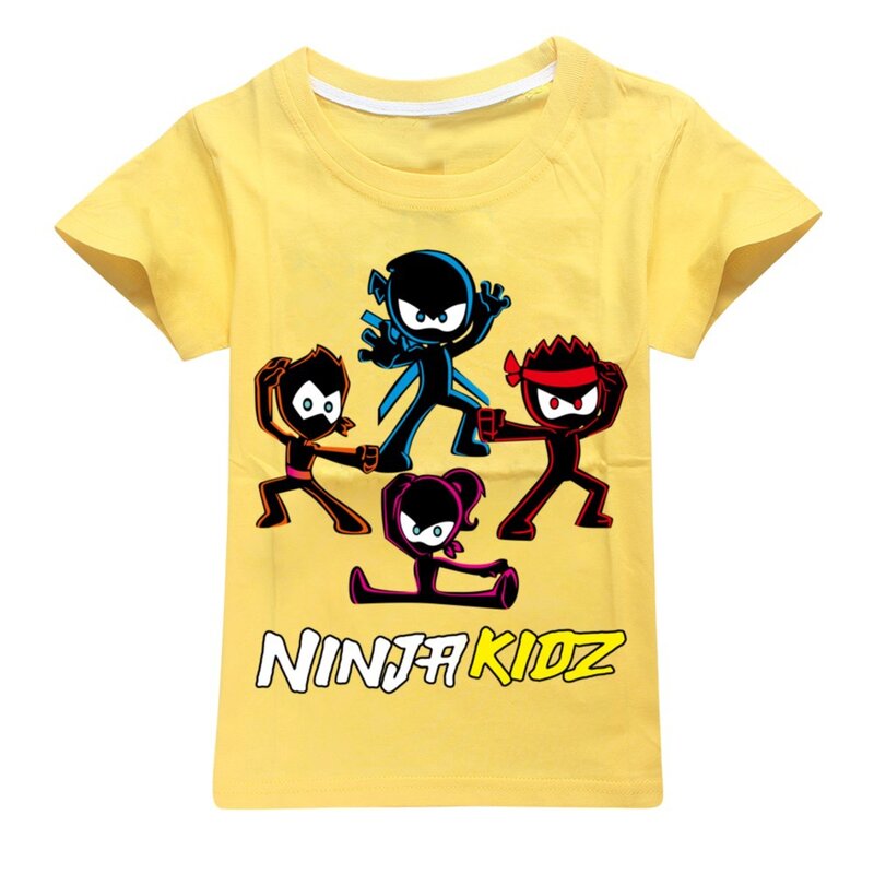 Terlaris NINJA KIDZ balita musim panas T-shirt remaja perempuan pakaian katun anak laki-laki Tshirt butik anak-anak tee O-Neck anak-anak atasan