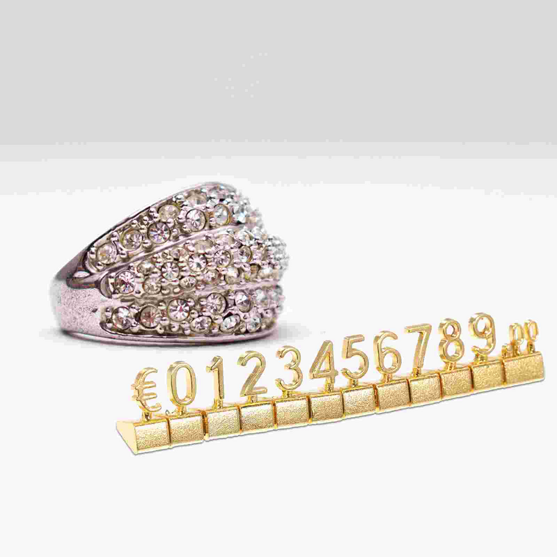 Étiquette métallique en forme de cube avec numéro et lettre, étiquette de prix, support réglable, magasin de détail, bijoux (Euro)