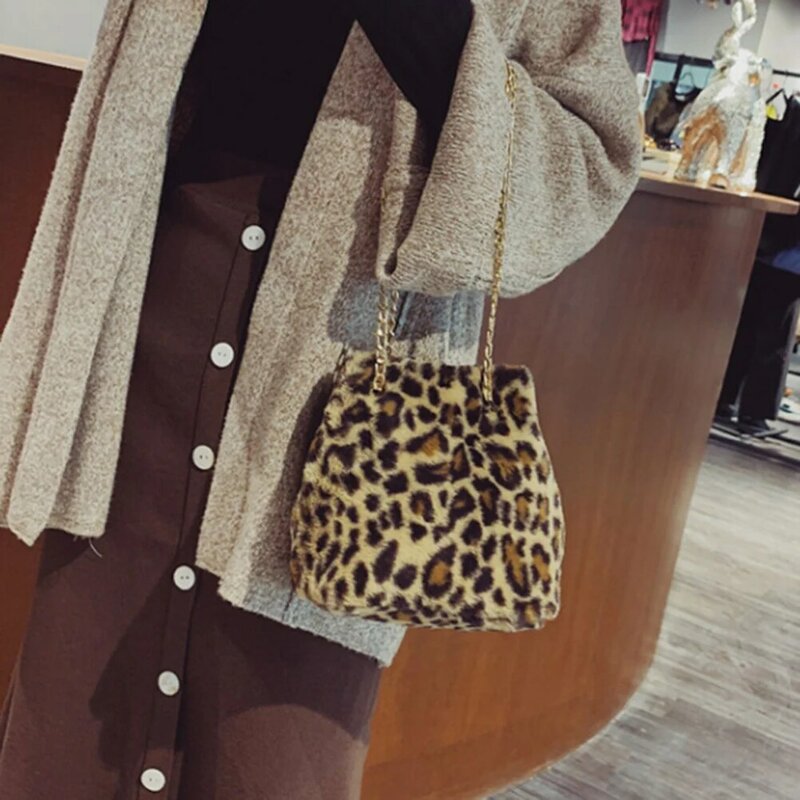JOBag en peluche à imprimé léopard, sac à main Messenger, populaire, lancé E27, hiver, 03, mode