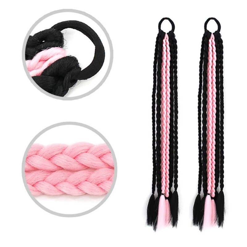 Fashion Colorful Dirty Braided Ponytail Elastic Hair Band Rubber Wig Personalized Hair Accessories for Women Girls Daily Use