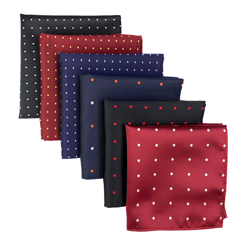 Hot Sale Man's 25*25CM Pocket Square Fashion Classic Dot Polyester Handkerchief for Casual Daily Business Wholesale