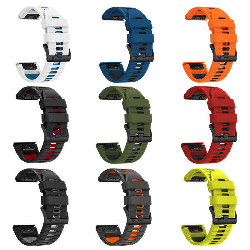 Tweekleurige Siliconen Horlogeband Quickfit 22Mm 26Mm Voor Garmin Epix Pro Gen 2 47Mm 51Mm/Fenix 7X7 Pro/Quatix 6 6x 5x Armband Met Riem
