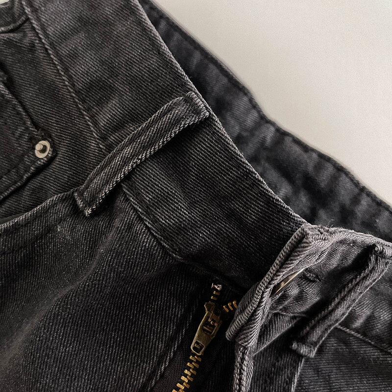 Pantalones cortos vaqueros con borde crudo para mujer, Shorts veraniegos de pierna ancha y cintura alta, ajustados y versátiles, color negro, novedad de 2024