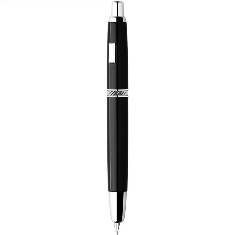 MAJOHN-A1 프레스 만년필, 개폐식 엑스트라 파인 펜촉, 0.4mm 메탈 매트 블랙 잉크 펜, 컨버터 포함, 필기용