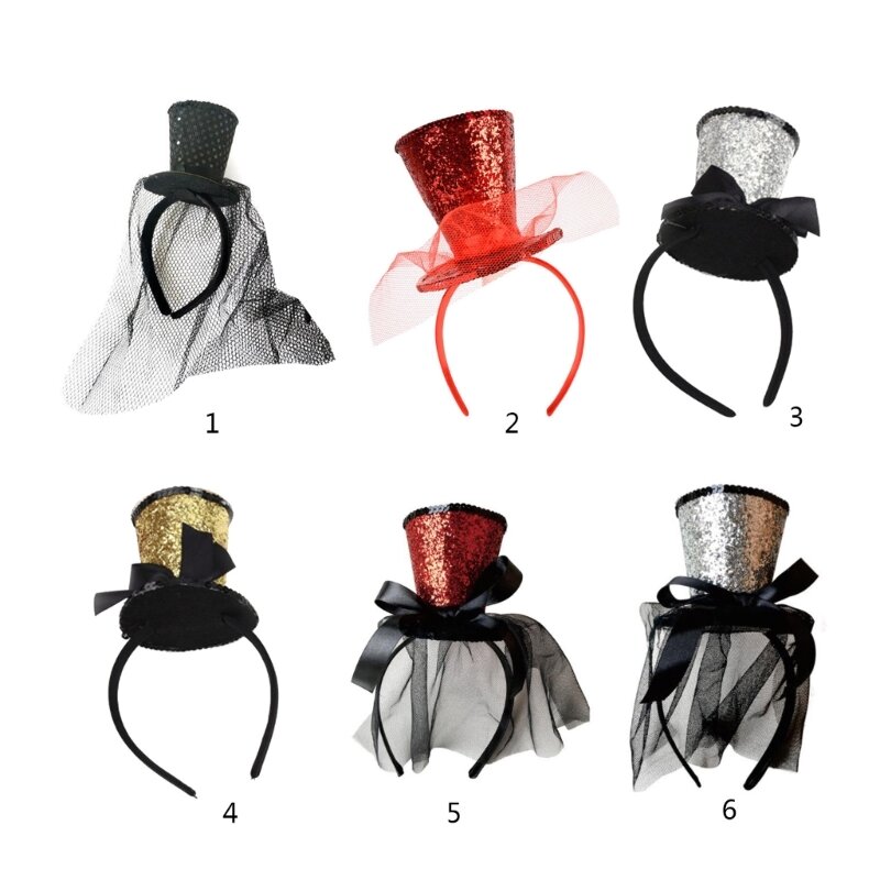 Mini sombrero decorativo para mujer, accesorios para cabello Carnaval, diadema para retransmisión en vivo, diademas