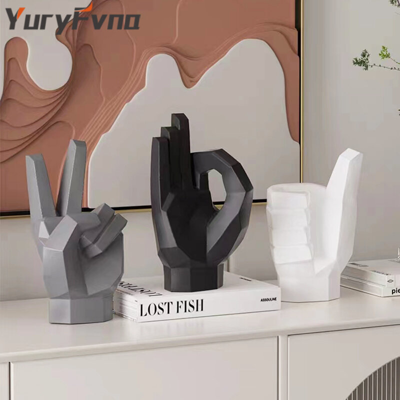 YuryFvna-Sculpture de geste géométrique de style moderne, main abstraite en résine, statue d'amour, figurAuckland, créatif, mariage, maison, salon