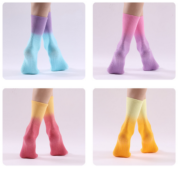 Kaus kaki balet Yoga wanita, kaos kaki gradien profesional anti selip katun dapat bernafas untuk Gym Fitness dansa olahraga 1 pasang