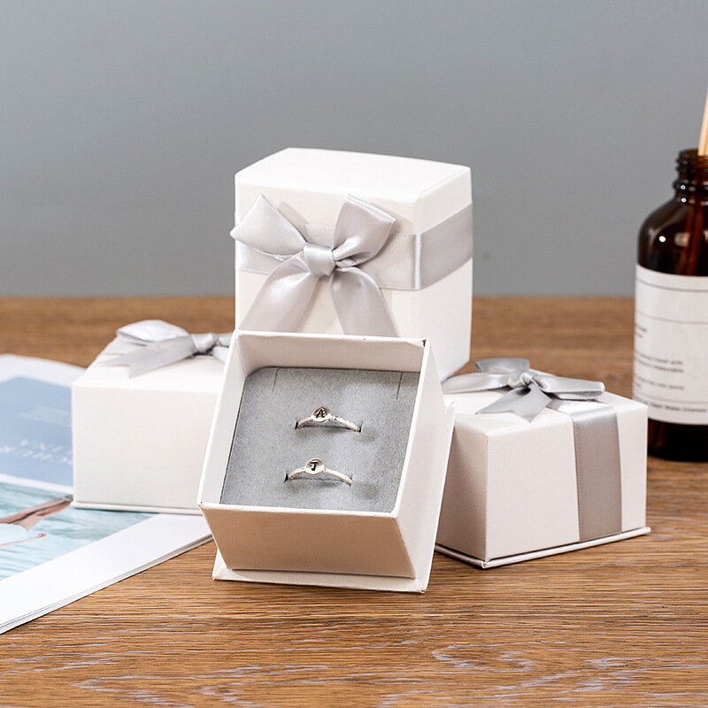 Caja de joyería con nudo de lazo, organizador de papel para pulsera, collar, anillos, pendientes, colgante, exhibición de Joyas de viaje, caja de embalaje para regalos de boda