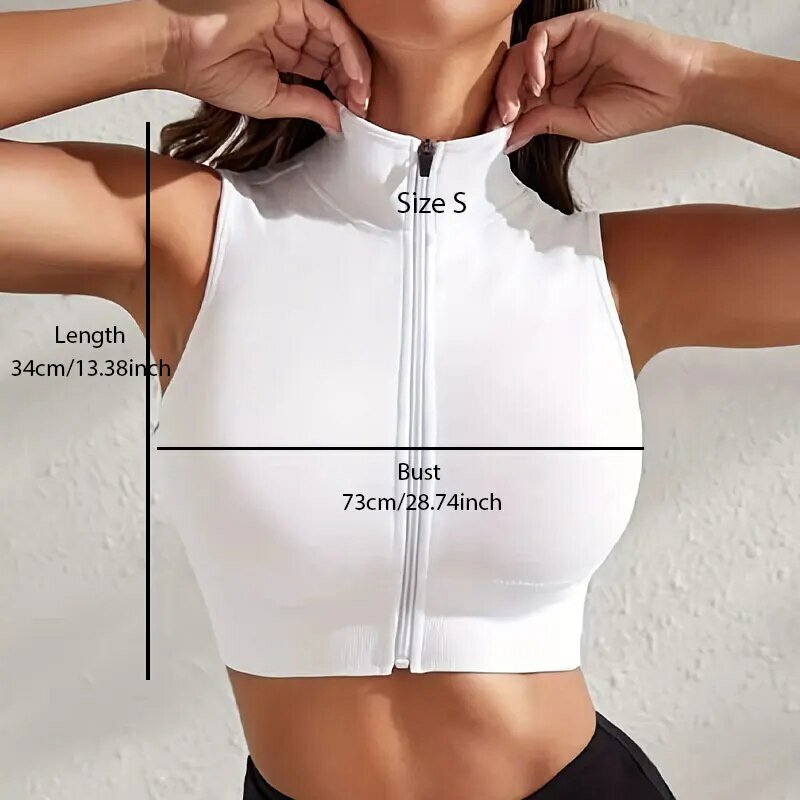 Женский комплект из 2 предметов, облегающий дышащий сексуальный жилет для фитнеса на молнии для йоги, Топ