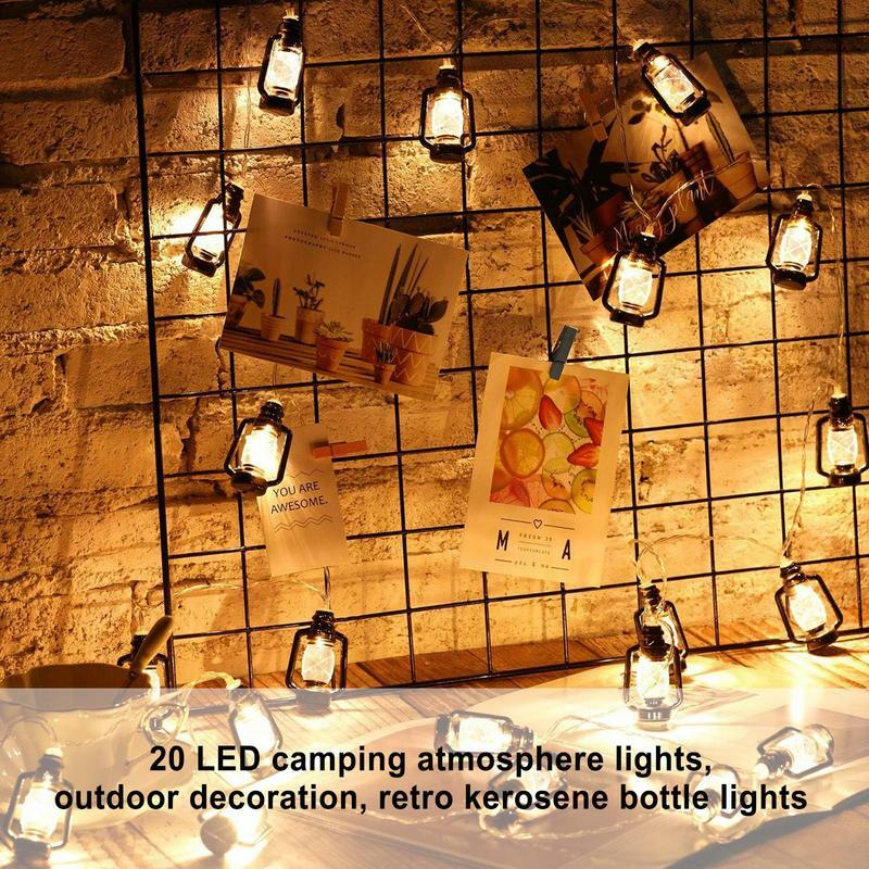 Lampu tali lentera Kemah, lampu teras minyak tanah dekorasi pesta berkemah luar ruangan lampu gantung tenda Kemah
