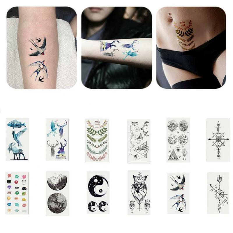 Autocollant de tatouage amovible, étiquette de mode, faux Body Art, trigramme temporaire, Animal