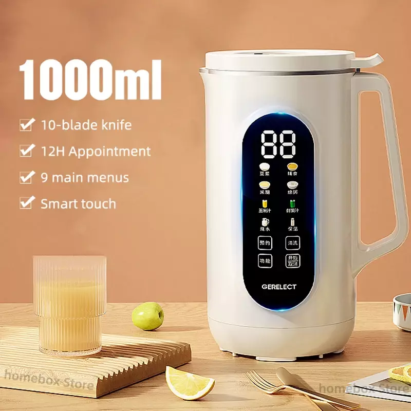 Exprimidor eléctrico de leche de soja, máquina multifuncional para romper la pared, calentamiento automático, cocina, fabricante de leche de soja, 1000ml