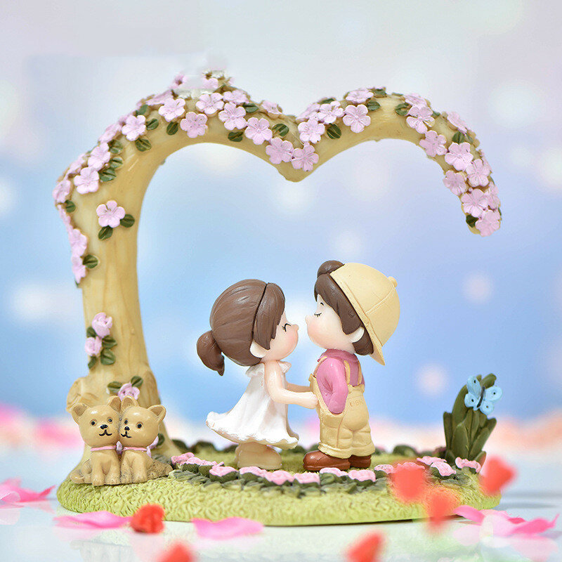 Mini romantische Paar Figuren Hochzeit Figuren Oma Opa Garten Miniatur Figuren Valentinstag Geschenke DIY Wohnkultur