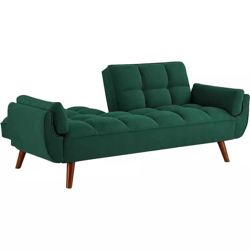 Sofá cama Convertible futón, sofá para dormir de lino, 75 "W, moderno, 3 plazas, sofá acolchado con respaldo ajustable y patas de madera sólida