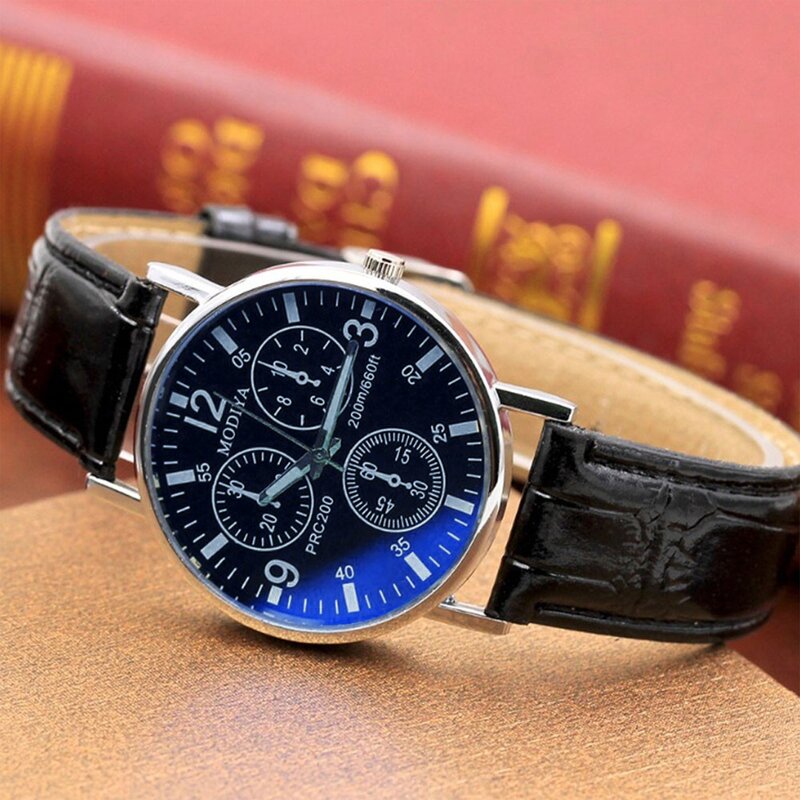 Relógio masculino de quartzo de vidro azul, Relógios masculinos, Relógio Belt, 2023