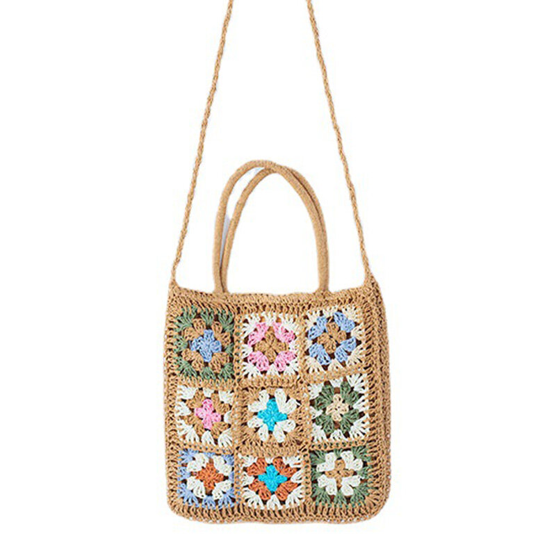 Handwoven Daily Beach Vacation Versatile Grass Woven HandBag for Women's Simple Large Capacity Shoulder Cross Travel Bag