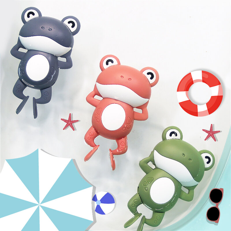 Criatividade Criança Brincar Na Água na Cadeia Clockwork Nadar Costas Little Frog Baby Bathe Bonito Appease Animal Toy Presente