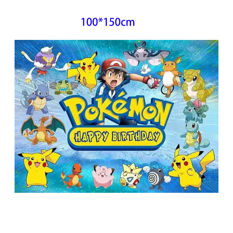 TAKARA TOM-Pokemon Birthday Party Decoration, Cartoon Game Balloon, Pano de fundo Banner, Pokemon Talheres, Baby Shower Supplies