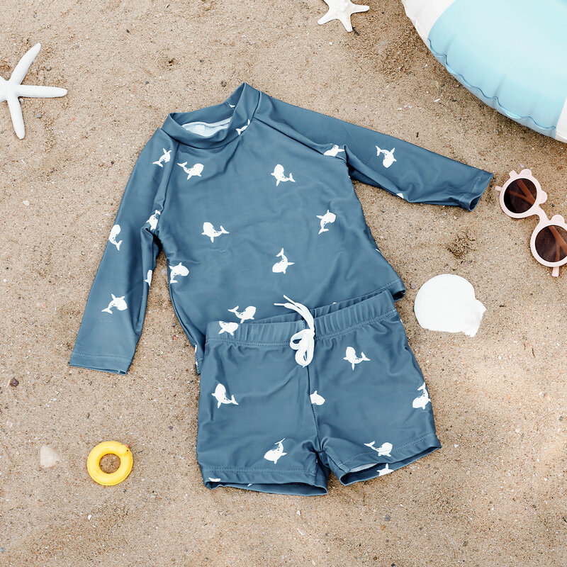 Happyflute-子供の休暇の水着セット、長袖、サンハット、通気性と日焼け止め、男の子、3個、新しい、夏
