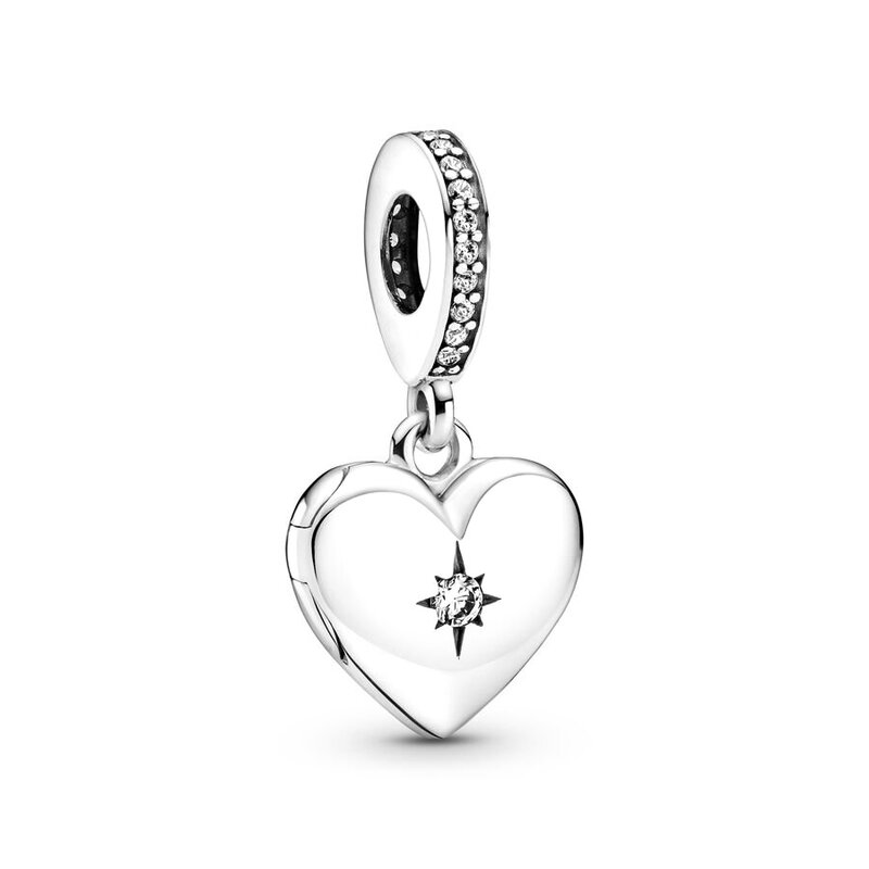 Colgante en forma de corazón de Plata de Ley 925, compatible con pulsera Pandora Original, abalorio de corazones entrelazados, medallón de corazón, joyería DIY