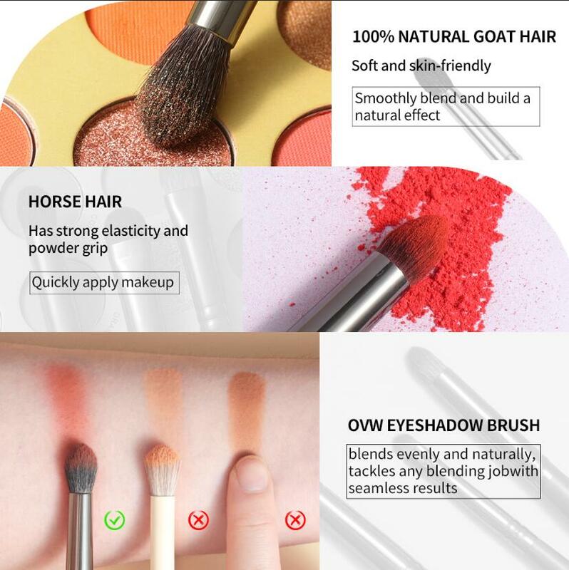 OVW 2/6 st Oogschaduw make-up kwastenset Natuurlijke geitenhaar Gereedschap voor cosmetische make-upborstels Markeer mengborstelset