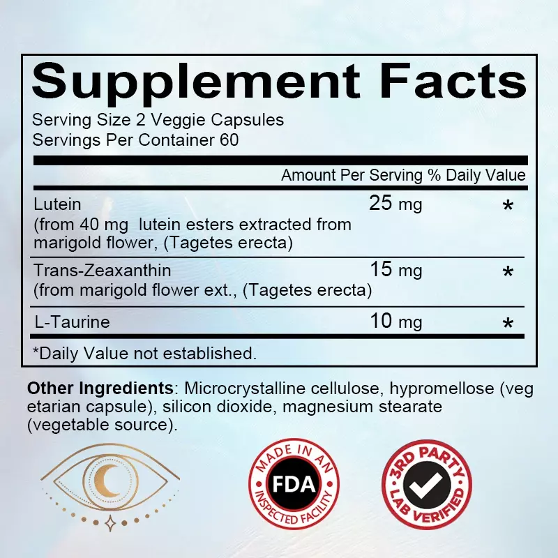 Soomiig-Supplément de lutéine pour la santé des yeux, formule de soutien oculaire, sans OGM, 120 capsules végétariennes