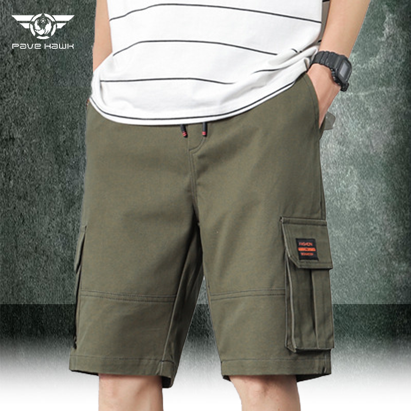 Celana pendek kargo musim panas pria, celana pendek militer tipis tahan aus multi-saku celana taktis olahraga luar ruangan celana crop longgar kasual