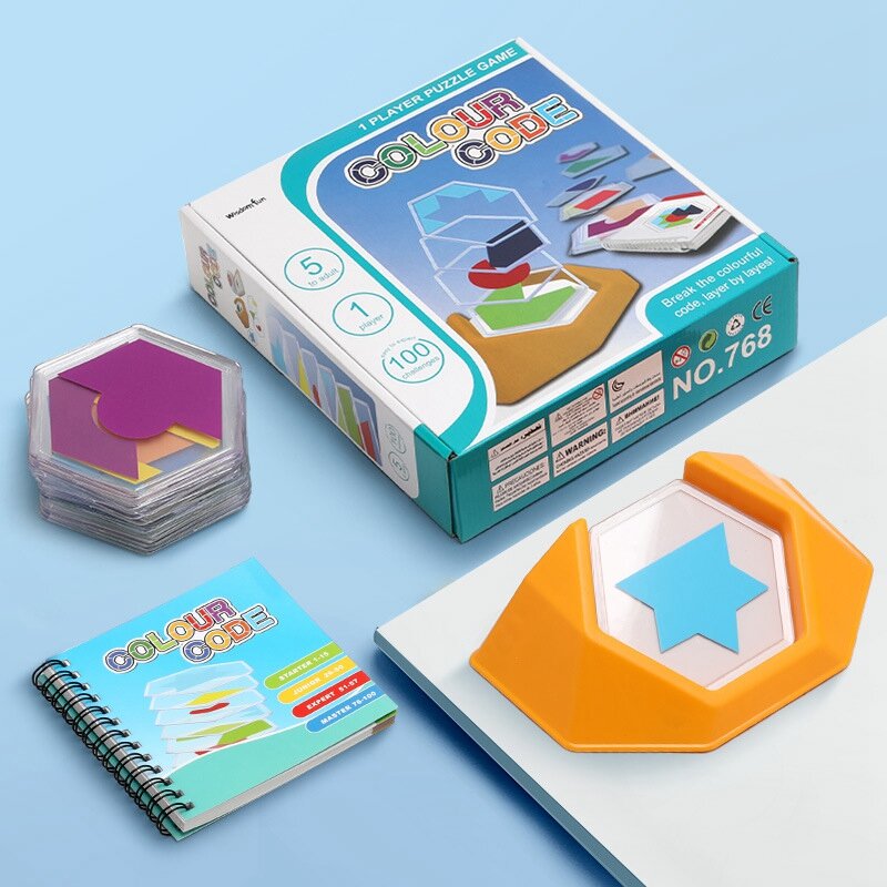 Vendita calda 2X giochi di codici A colori in età prescolare puzzle logici per bambini figura cognizione pensiero spaziale giocattolo educativo apprendimento (A)