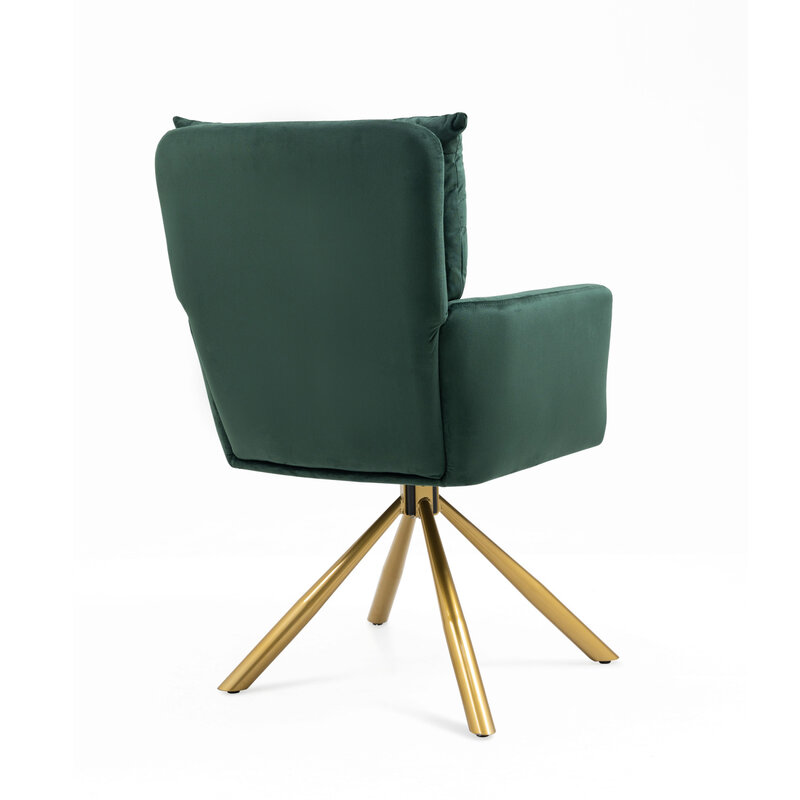 Beludru hijau kontemporer kursi aksen putar lapisan kulit belakang tinggi dengan desain elegan dan bantalan nyaman untuk Livin Modern