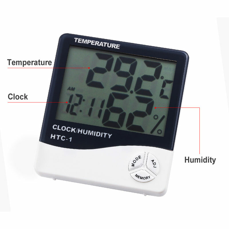 LCD 디지털 온도계 습도계, 온도 습도 테스터, 속눈썹 연장 메이크업용 기상 관측소 시계
