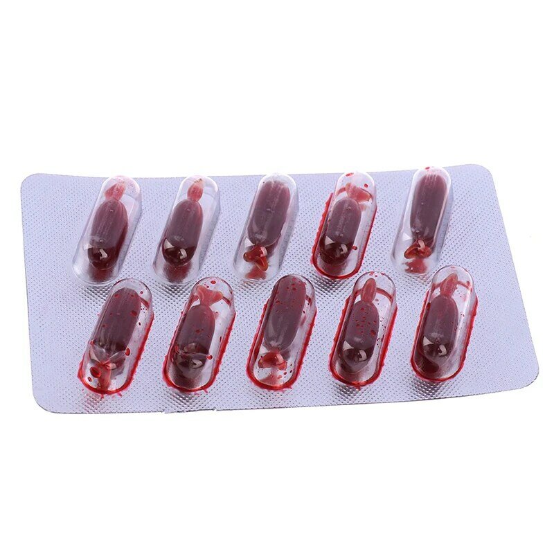 10Pcs Fake Blood Pill Vampire Toy Capsules Horror Funny Toy Halloween Prank Toy