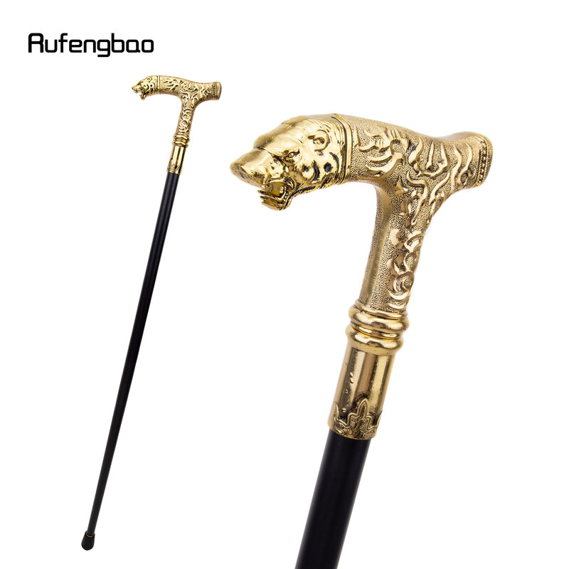Golden Bear Handle Single Joint Walking Stick with Hidden Plate Cane Plate Decorative Cospaly Party Halloween Crosier 93cm