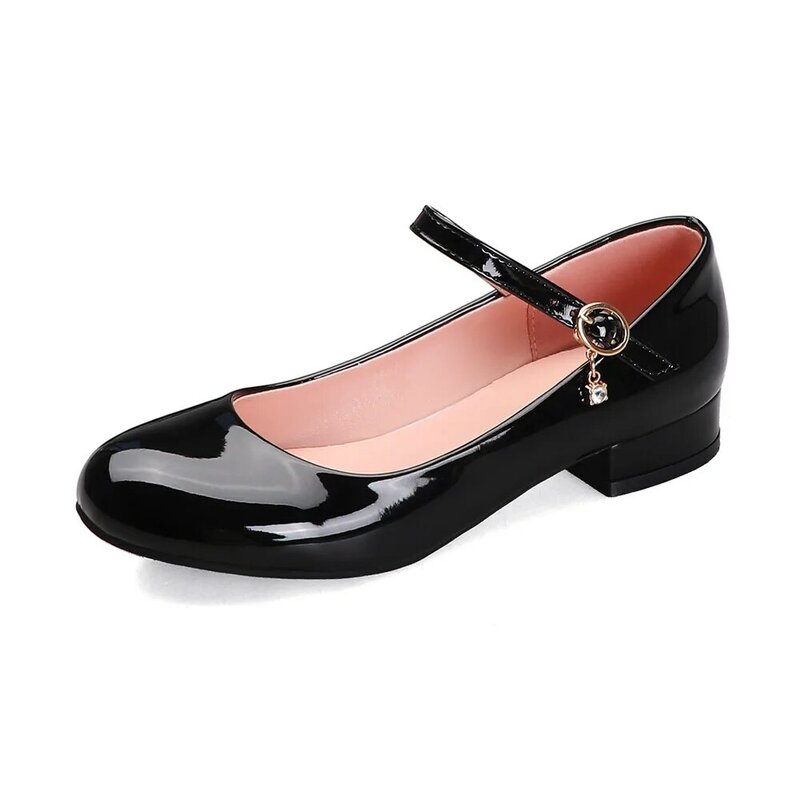 الفتيات الأحذية الجلدية الاطفال الأميرة فستان حفلة أحذية مريحة المرأة منخفضة الكعب أحذية الفتيات أسود أبيض كلية الأحذية Size28-43
