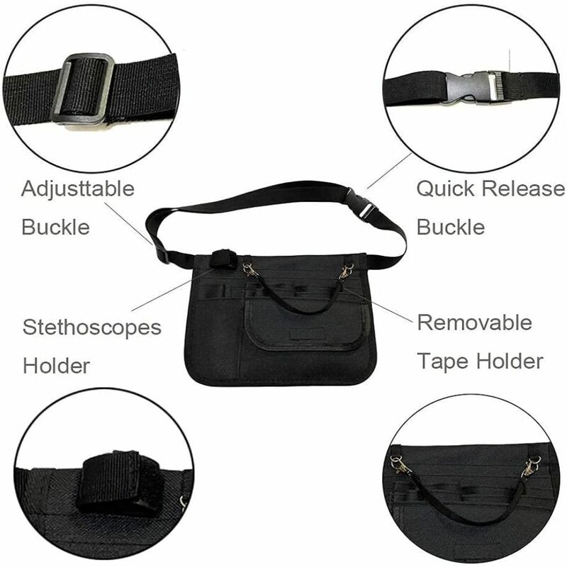 ポータブルoxfordウエストシーリングバッグ、複数のポケット、ブラック、汚れに強い、ツールバッグ、アウトドア