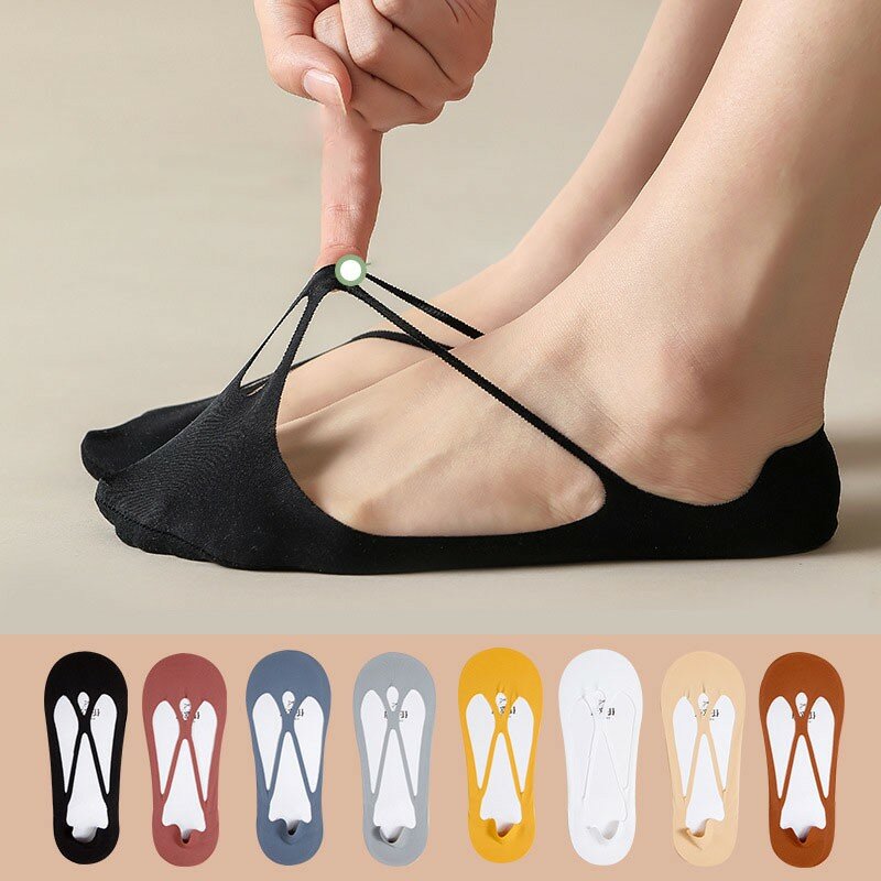 Women Sling Socks New Summer Ice Silk Non Slip Non Falling Heel Shallow Mouth Invisible Versatile Simple Ladies Socks Y106