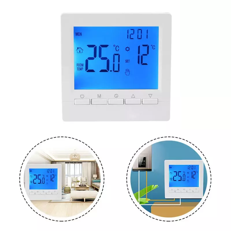 Termostat wbudowany czujnik do ogrzewania pomieszczeń kocioł gazowy ekran wyświetlacza LCD programowalny termostat pokojowy cyfrowy