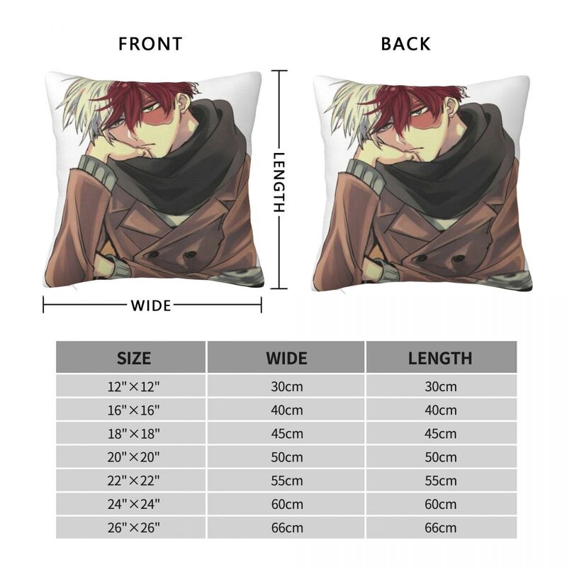 Shouto Todoroki Square Pillowcase Pillow Cover Polyester Cushion Zip Decorative Comfort Throw Pillow for Home Bedroom