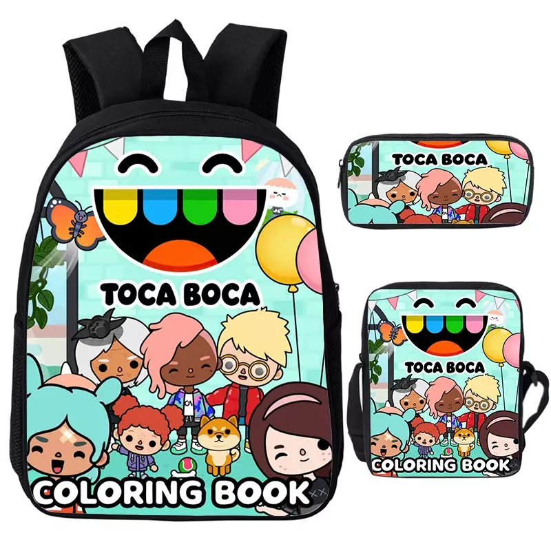 New Toca Boca Life World Backpack kids boys 3Pcs/set Anime Bag Bookbag Mochila Toca Life World Knapsack Children School Bags