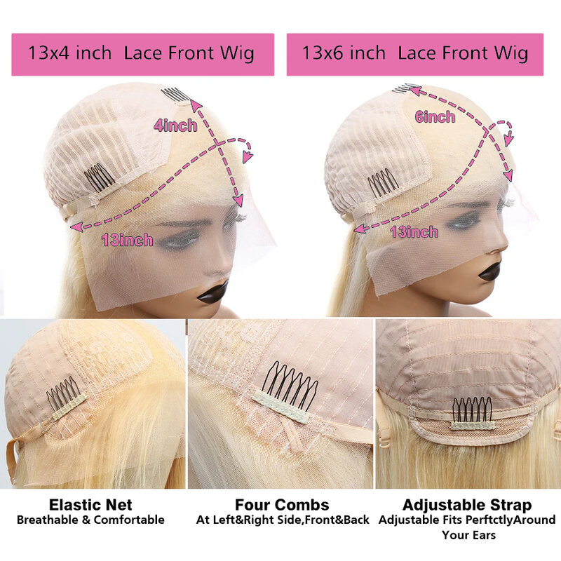 HD Transparent 613 Blonde Body Wave 13x4 Lace Front Human Hair Wigs For Women 13X6 Frontal Brazilian Lace Front Wig Pre Plucked