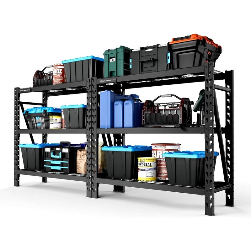 FLEXIMOUNTS-estantes ajustables de 3 niveles para garaje, estantes de almacenamiento de alta resistencia, capacidad de peso de 4650 libras, paquete de 2