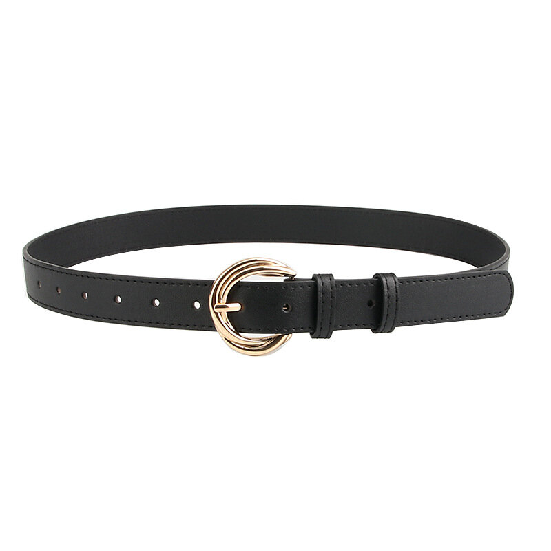 Wide Leather Waist Strap Belt Mulheres Preto Alta Qualidade Gold Square Pin Metal Buckle Belts Fêmea Cintos para Jeans