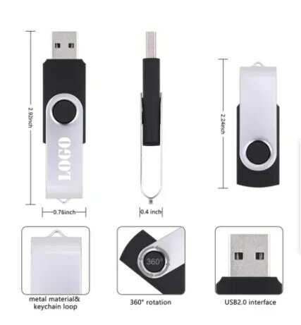 10er Pack drehen USB-Flash-Laufwerke Metall wasserdicht USB-Stick 256GB 128GB Silber 64GB 32GB 16GB Memoria USB 2,0 Stick benutzer definierte Logo
