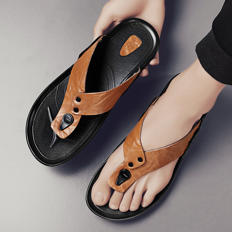 Klapki z mikrofibry męskie sandały kapcie skórzane letnie buty męskie sandały lekkie wygodne sandały plażowe na zewnątrz