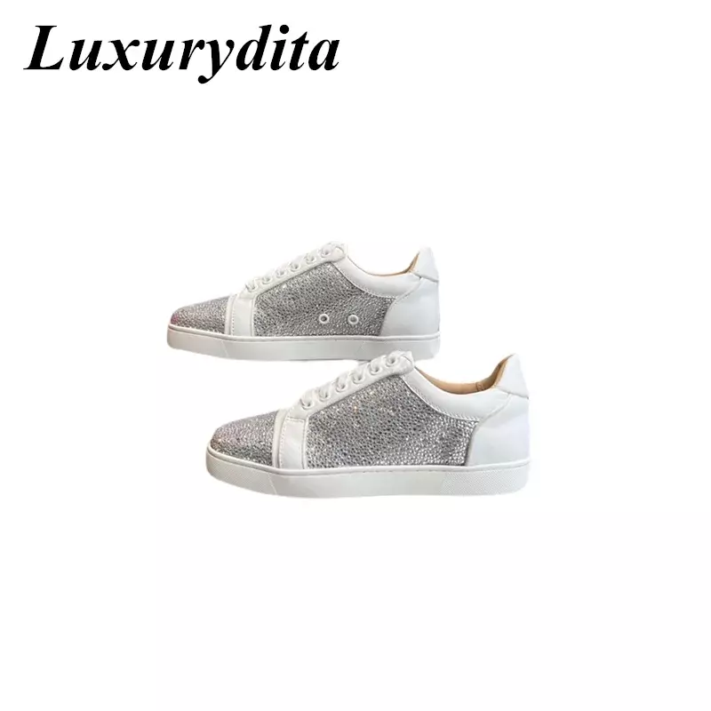 Luxueuze Designer Heren Casual Sneakers Echt Lederen Rode Zool Luxe Dames Tennisschoenen 35-47 Mode Unisex Loafers Hj809