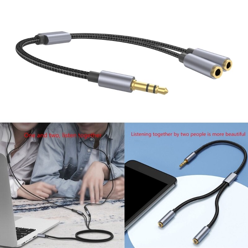 3,5mm Aux-Stecker auf 2x Buchse Verlängerung kabel Kopfhörer-Splitter-Kabel zum Anschließen und Hören von Beitzen 25cm/112cm