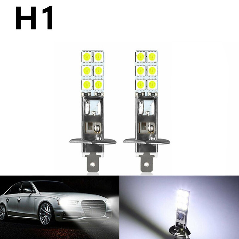 2Pcs H1 LED Bulbs 2000LM 6500K Super White Car Fog Light Day Night Driving Running Light Lamp Auto LED Headlights 12V 55W
