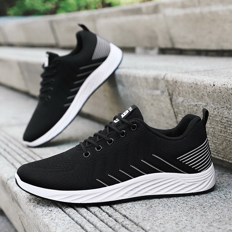 New men's fashion casual sneakers, men's flying woven shock-absorbing running shoes, version mesh breathable shoes