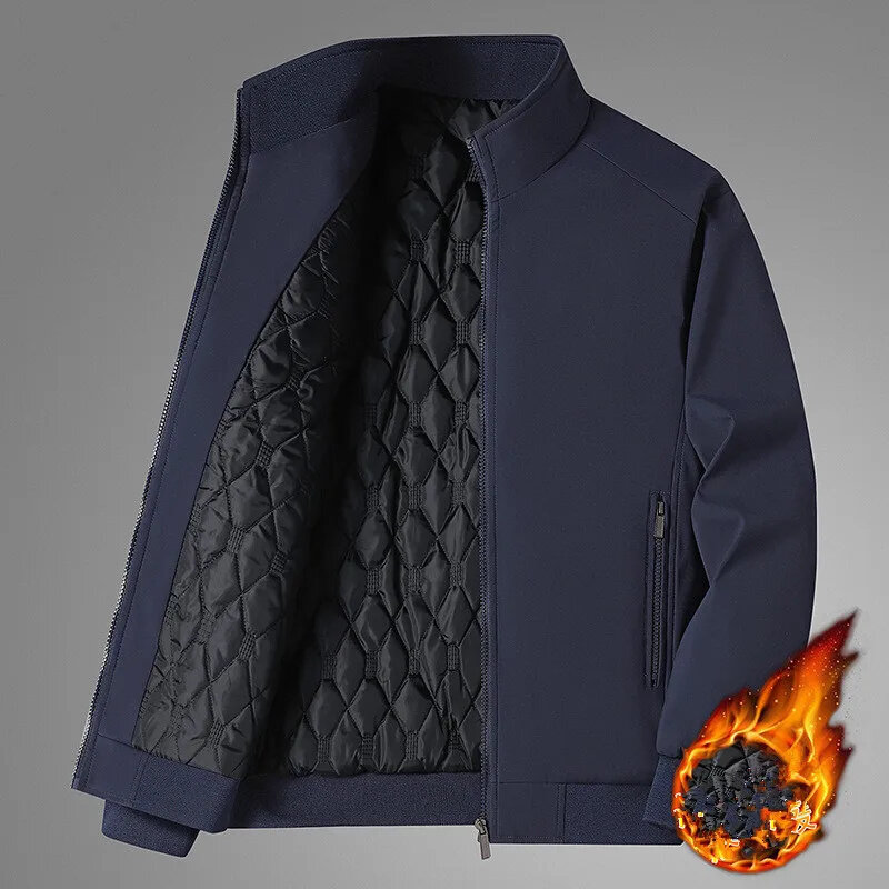 Winter Fleece Thick Jacket Men Warm Grey Windbreaker Fur Collar Coat Plus Size High Quality Brand Fashion Lamb Wool Parka