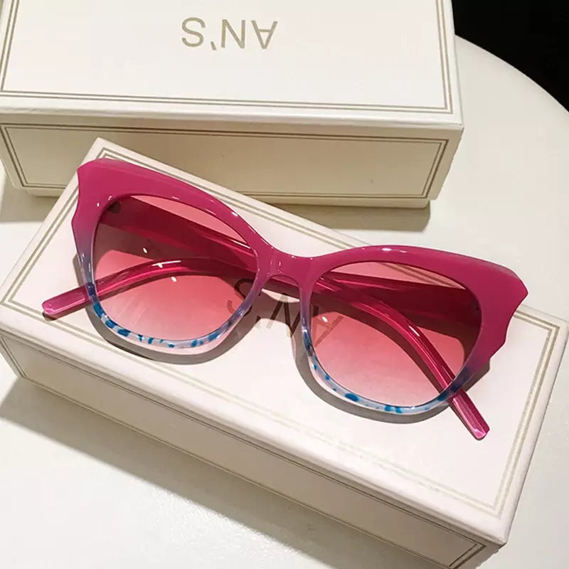 Солнцезащитные очки «кошачий глаз» женские, винтажные брендовые дизайнерские модные зеркальные солнечные очки с градиентом в стиле ретро, для улицы